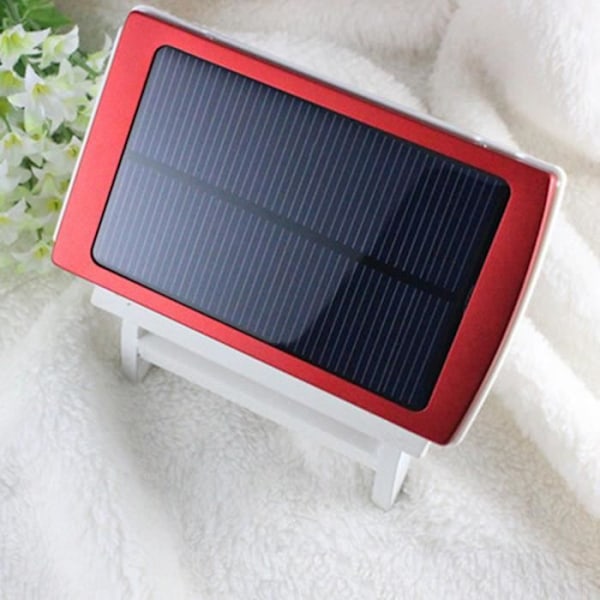TD® Monitoiminen Aurinkopaneelilataaja -10000 mAh Kaksois-USB-portti ja sovitin -Käytännöllinen ja Luotettava - Power Bank Valkoinen ja Punainen