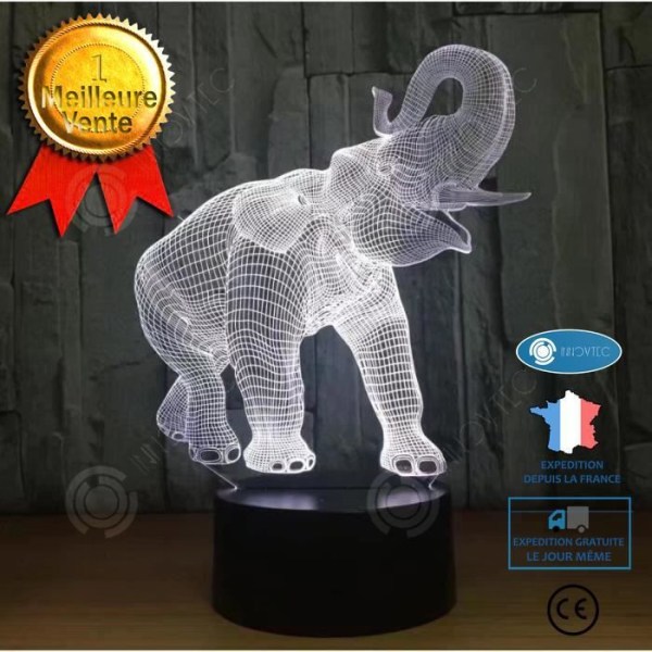 I® färgstarka nattlampa med beröring Present för USB-plugg-radiolampa för barn 3D elefantform nattljusfärger