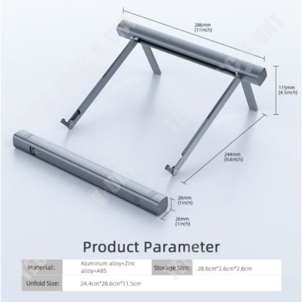 TD® Støtte til bærbar computer Tablet iPad Støtte Foldbar Hævet Metal Udtakbar Varmeafledning Base Højde Forøgelse