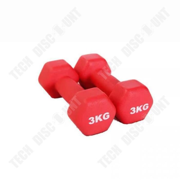 TD® 2 * 3kg rød - Vægte Fitness Hjemmevægte Kvinder taber vægt Unisex håndvægte damer slanke arme