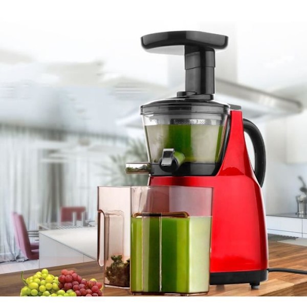 LCC® Slow Juicer för färsk fruktjuice / slow speed juicepress för vitaminkonservering (37 rpm) - röd Röd