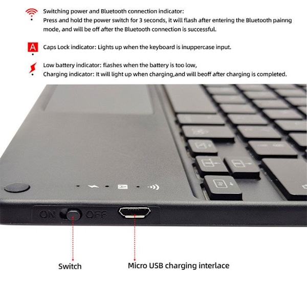 Trådlöst tangentbord - INN - Bluetooth 3.0 - 7-färgs bakgrundsbelysning - 78 tangenter - Franska
