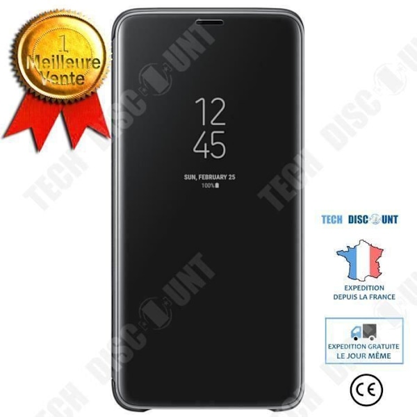 Telefonetui - TD® - S9 - Vertikalt spejl - Smart vindue - Sort akryl