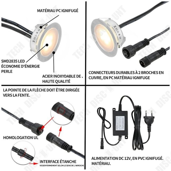 TD Infälld LED-spotlight 6 st 55mm 1,5W/st vattentät IP67 dimbar infälld LED-spotlight för träterrasstak 2800K varmvit