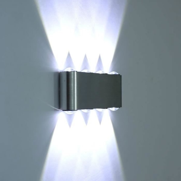 LED Vägglampa - POPSPO - 8 lampor - Kallvit - Aluminium