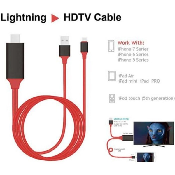 Kabel för Lightning till HDMI HDTV 1080p AV Adapter Kabel för iPad Air Pro för iPhone X 8 7 7 Plus 6s 6 5s