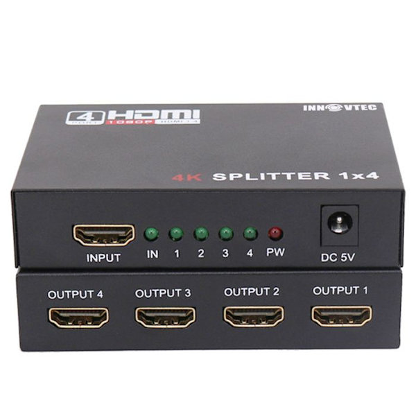 4-ports HDMI splitter INN® Stöd 3D 4K 1080p HD 1 ingång 4 utgångar Stöd för PC, Set-top Box, Blu-ray DVD och TV