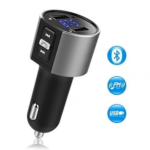 Bluetooth FM-sändare - Trådlös bilsändare radioadapter - Antar funktionerna för MP3-spelare och handsfree-kit