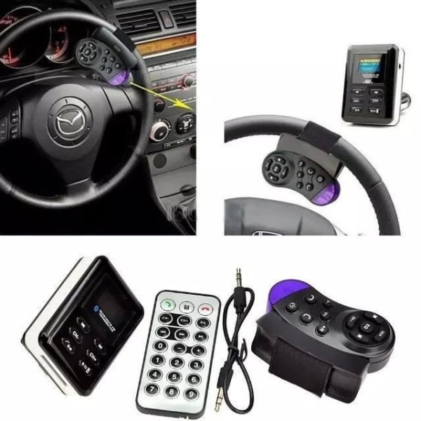 FM-sändare Bluetooth Car Kit MP3-spelare Ratt USB - SD - MMC Handsfree