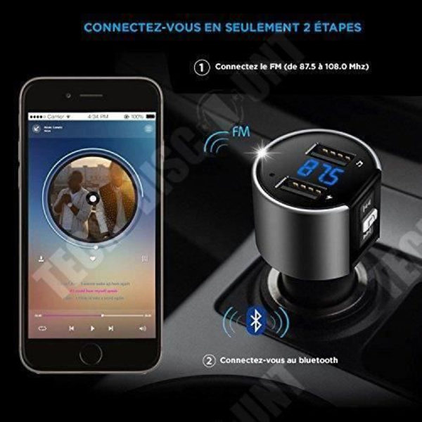 TD® FM Bluetooth-transmitter/Trådløs bilradioadapter/Understøtter funktionerne som MP3-afspiller håndfri kit