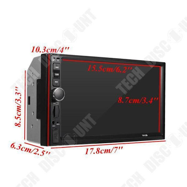 TD® 7'' 2DIN Autoradio Bluetooth Kosketusnäyttö USB FM MP4 MP5 Stereo-soitin In-Dash Autosoitin mp5
