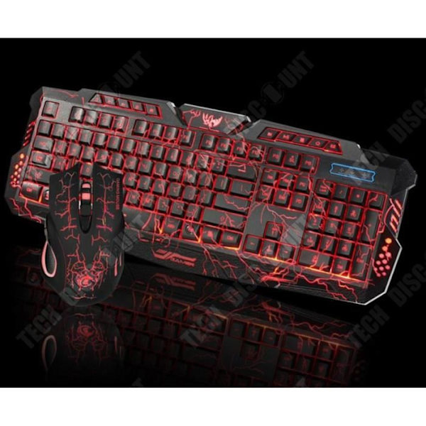 Gaming tastatur og mus - TD® - LED 2.4G - Kablet - Ergonomisk - LED baggrundsbelysning