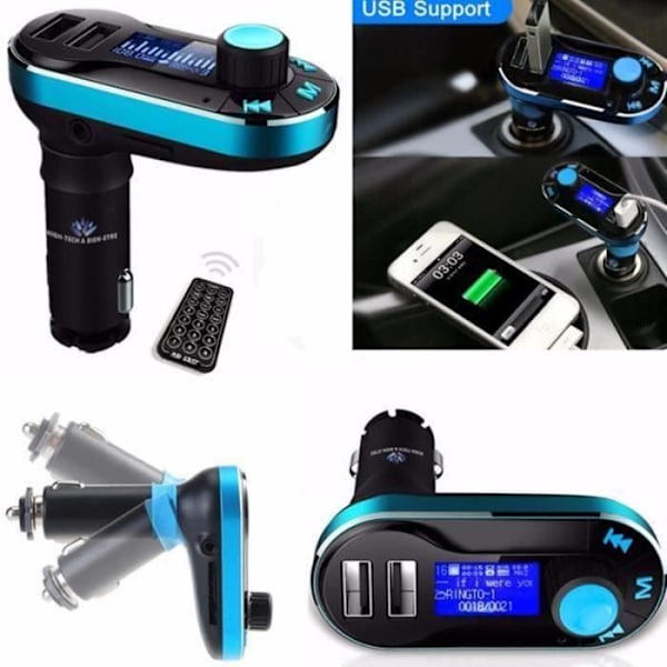 LCC® Bluetooth-autosarja MP3-soitin FM-lähetin mikrofonilla, handsfree-kutsu, kaksinkertainen USB-lataus 5V/2.1A väri... Röd