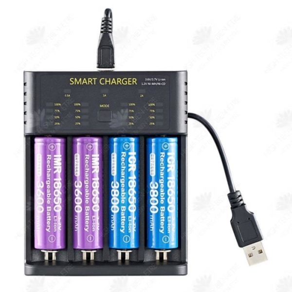HTBE® Li-ion batteri med 4 pladser AA Ni-MH 1,2 V USB 2A interface oplader Intelligent Li-ion batteri oplader