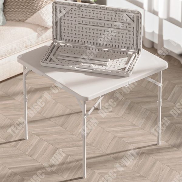 TD® Foldable table 86*86*74 cm firkantet foldebord indendørs, kompakt og bærbar foldebord til camping udendørs og indendørs hvid