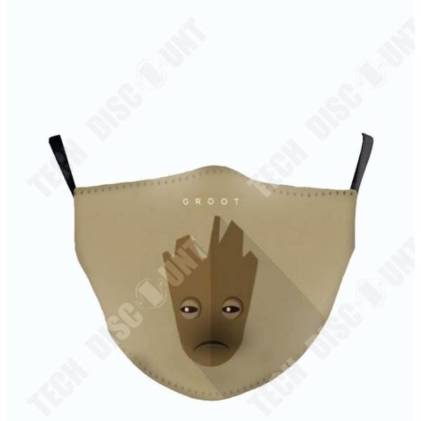 TD® Marvel 3D Groot Mask för män och kvinnor - Tvättbar och återanvändbar tygmask - Brun