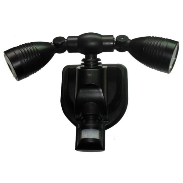 LCC® Solcelleprojektor 2 x 3 W Ultra Kraftige - 250 Lumen - Bevægelsessensor - Sort Svart
