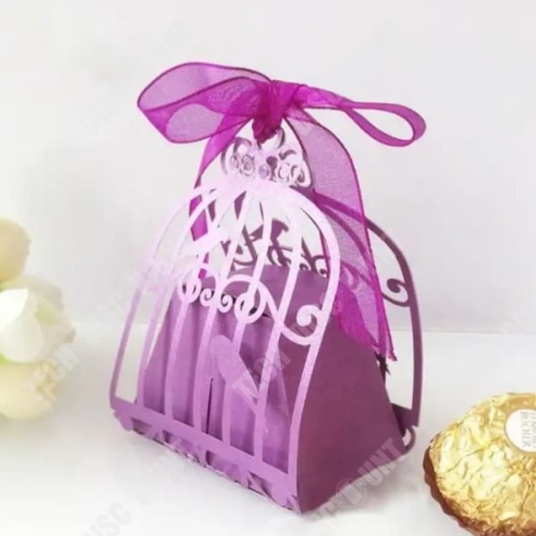 TD® 100 bitar Lila godisask jul Alla hjärtans dag Bröllopspresent präglad design Bröllopsfavoritbox