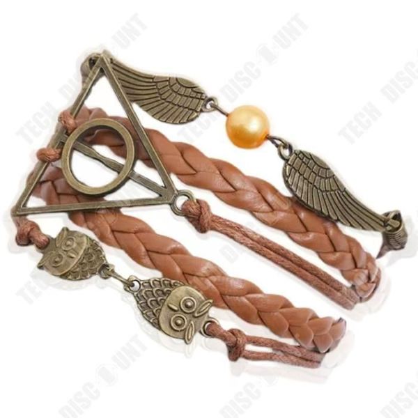 TD® Armbånd uglevinger trekant RDLM Harry Potter Armbånd med flettet læder og motiv af ugler, trekanter og vinger