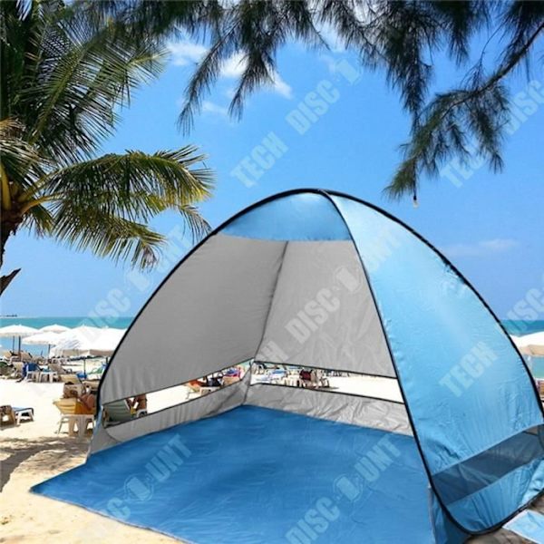 TD® Fuldautomatisk strandparasol-telt på 2 meter til udendørs camping, UV-beskyttende.