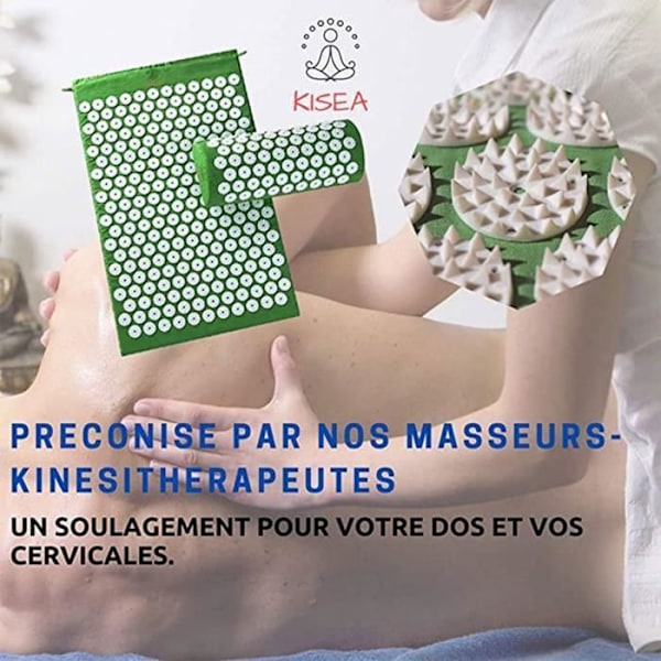 Kit til akupressur Tæppe TD® 68×42×2CM Massagepude Slip stress og slapp af Foldsagsdesign Grön