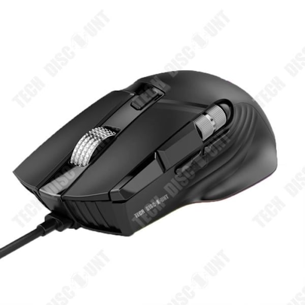 TD® trådbunden spelmus, full hastighet, 12400DPI, dubbla rullhjul, svängbar hårdvara, makro, anpassad esport