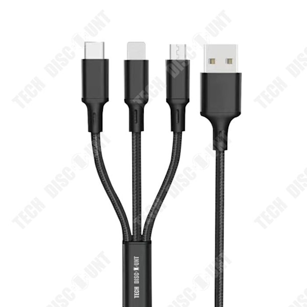 TD® Latauskaapeli 1.2M 3-in-1 nopea latauskaapeli matkapuhelimelle, punottu datakaapeli yhdestä kolmeen