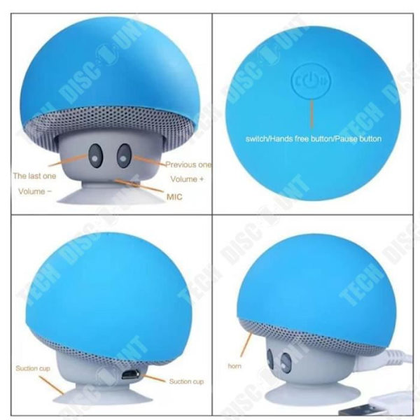 TD® Bluetooth-högtalare Mushroom Head Portable Bluetooth Small Audio Sugkopp Platt Subwoofer Mushroom Head-högtalare