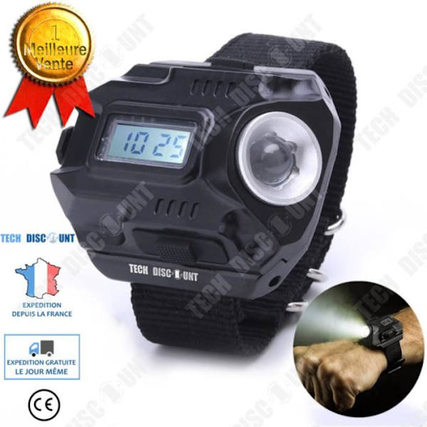 TD®-klocka LED-fickor Ljus Stark handledsljus Utomhussport Nattcamping Vandring Svart litiumbatteri 4 block