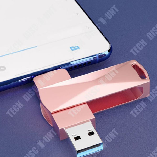 TD® USB-nøgle med høj kapacitet på 256 GB Hi-Speed 3.0 USB, elegant og holdbart metalhus i rosa til smartphones, tablets og pc'er.