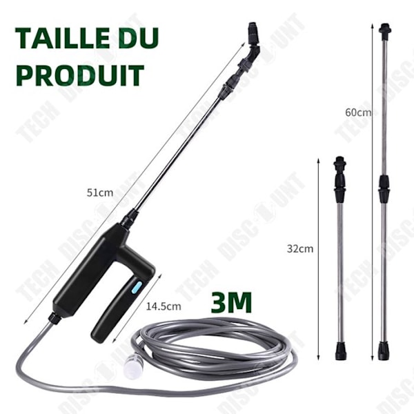 TD teleskopisk lance 2000mah USB teleskopisk aluminiums lance 3m med 3 dyser vandingslance elektrisk sprøjte sprøjte lance