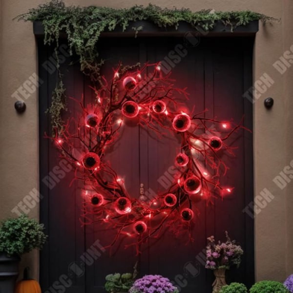 TD® Halloweenkrans 45*45cm Design av döda grenar Simulering av ögonkulor Ljust design Halloweendekoration