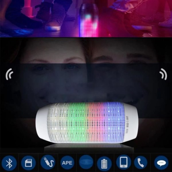 TD® Bärbar Bluetooth-högtalare Trådlös musikhögtalare Kraftfull lysande subwoofer Flerfärgad stereomikrofon 360°