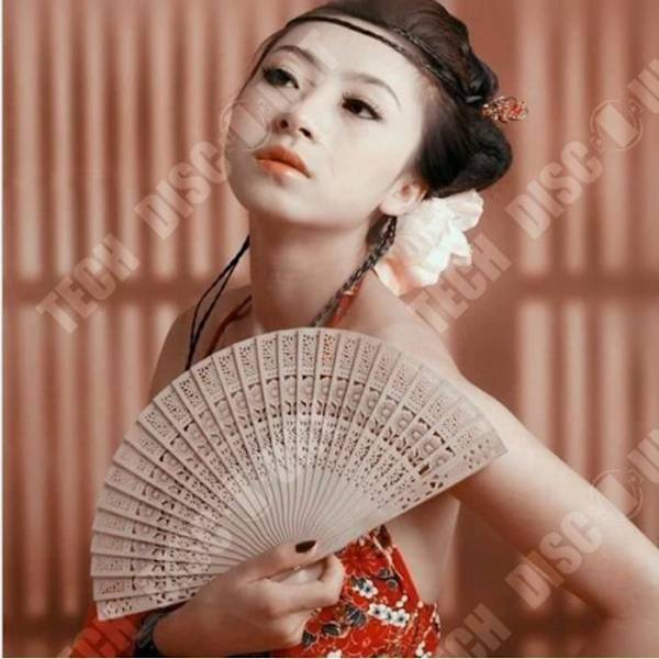 TD® Sæt af 10 træfans til kvinder, elegant, moderne asiatisk, til at lave vind i aftener, stof af bambus, store fester.