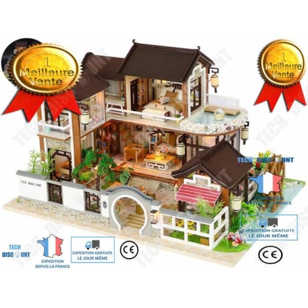 TD® Trädockhus Modellsatser DIY Miniatyrhus stuga Crafted Kit Handgjorda dockhus dockhus