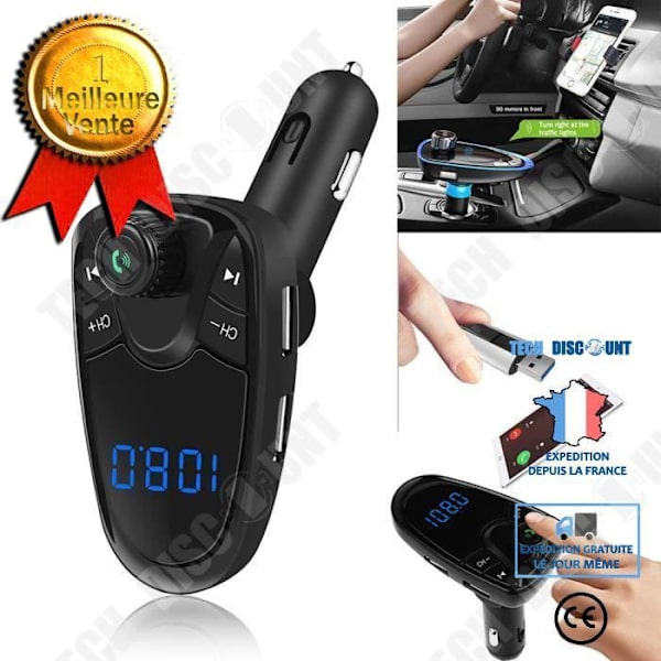 TD® FM Transmitter til Bil - Bluetooth FM Transmitter MP3 Læser FM Modulator Håndfri Dobbelt USB Oplader