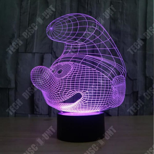 TD® Julegave til børn 3D Smølfer i form af natlys LED 7 farver skifter skrivebord lampe Værelses dekoration C