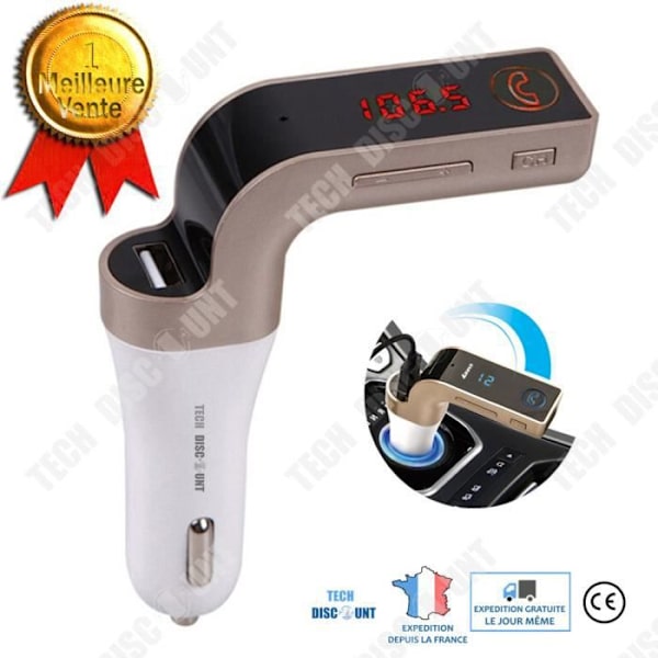 TD® FM Bluetooth-sender bil jack headset trådløs adapter med oplader radio LED skærm USB-port original sort