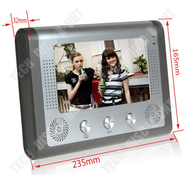 TD® Dörrklocka 7-tums HD Visual Doorbell Night Vision Regntät IP55 1000 Line One-to-One Visual Intercom