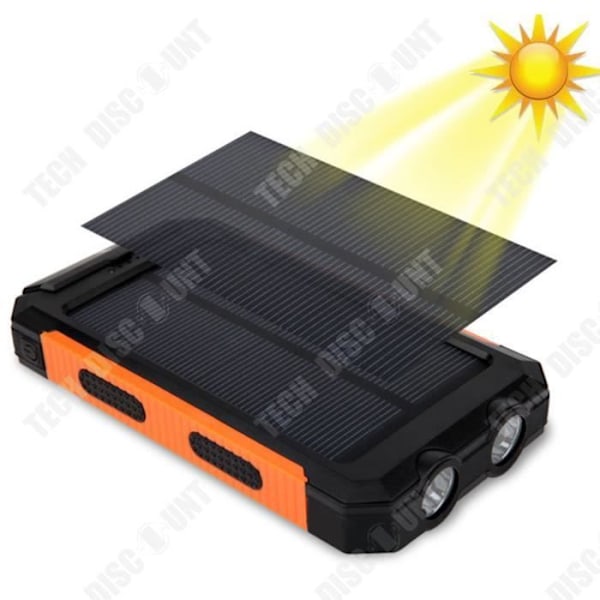 15000mAh Solarbatteri Powerbank 2-Port USB med Dual LED Lyskilde Opladning af bærbare enheder
