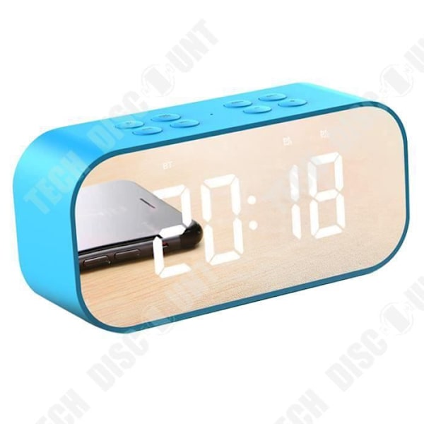 TD® Bluetooth-kaiutin LED Digitaalinen Kello Peili Herätys Bluetooth-langaton Kaiutin TF USB-musiikkiluku Sininen