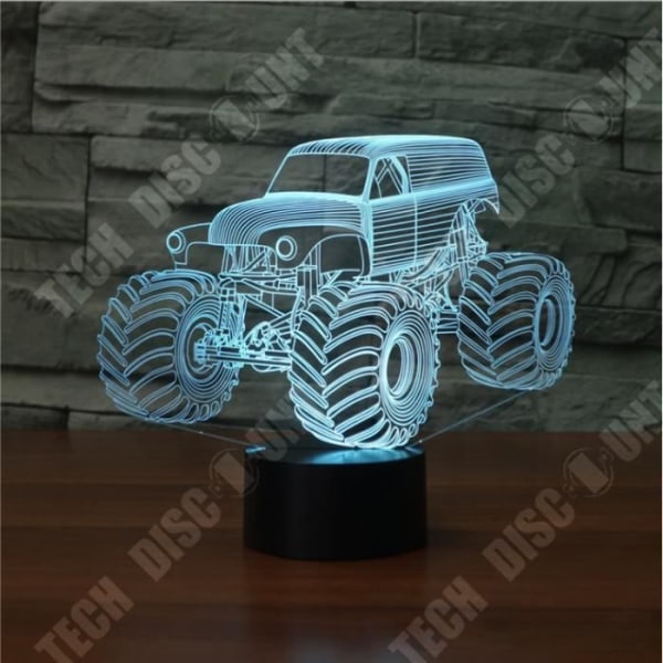 TD® 3D Optical Illusion Lampa Led Nattljus 3D Led Nattljus 7 färger Ändrar Cool Beach Dune Buggy Bilbord AW60753