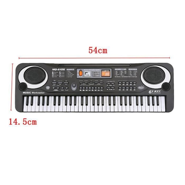 61 tangenter med mikrofon Elektronisk orgel Piano Keyboard Leksaker Pedagogiska leksaker Present Svart