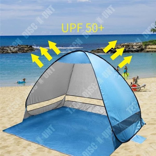 TD® Fuldautomatisk strandparasol-telt på 2 meter til udendørs camping, UV-beskyttende.