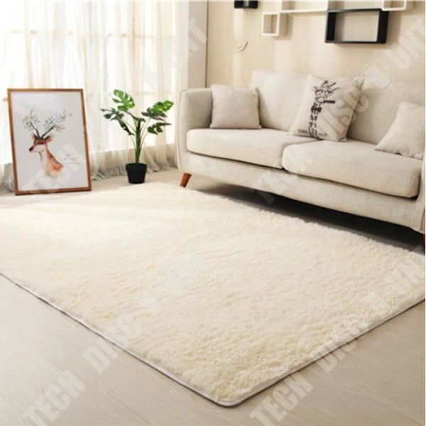 TD® Shaggy matta lång lugg enfärgad BEIGE (140x200 cm)