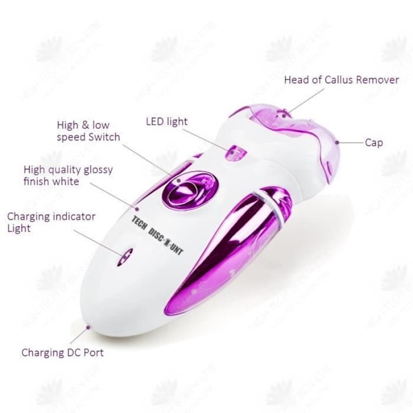 HTBE® Genopladeligt epilator til damer, elektrisk barbermaskine, multifunktionel hårfjerning til ben og arme