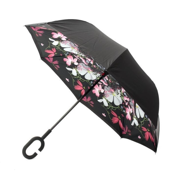 C Automatiskt paraply Inverted Folding Printed Anti Wind Sun UV Parasoll Hand Free Dia. 98cm Flower Demon Julklapp