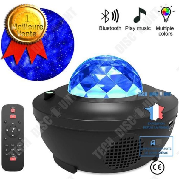 TD® Stjerne LED Projektor Lampe, RotationsNattelys Projektor med Flere Tilstande & Fjernbetjening & Timer & Højttaler & Bluetooth