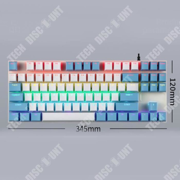 TD® 87 Key Wired Green Axis Mekaniskt tangentbord med matchande RGB-ljusfärg