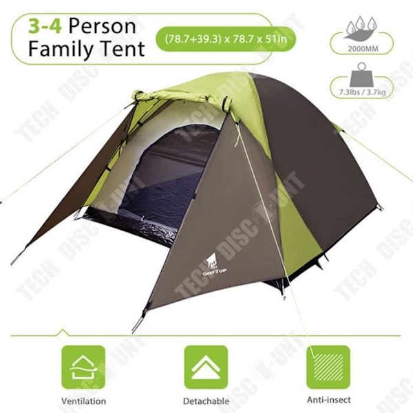TD® Solskyddscampingtält dubbellagertält vandring camping strand picknick bärbar vattentät utomhuscamping